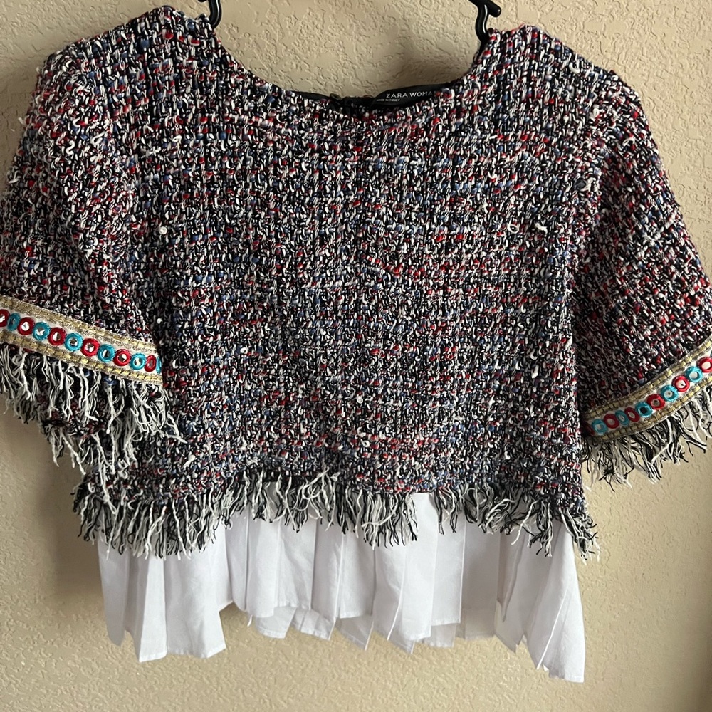 Zara tweed peplum blouse
